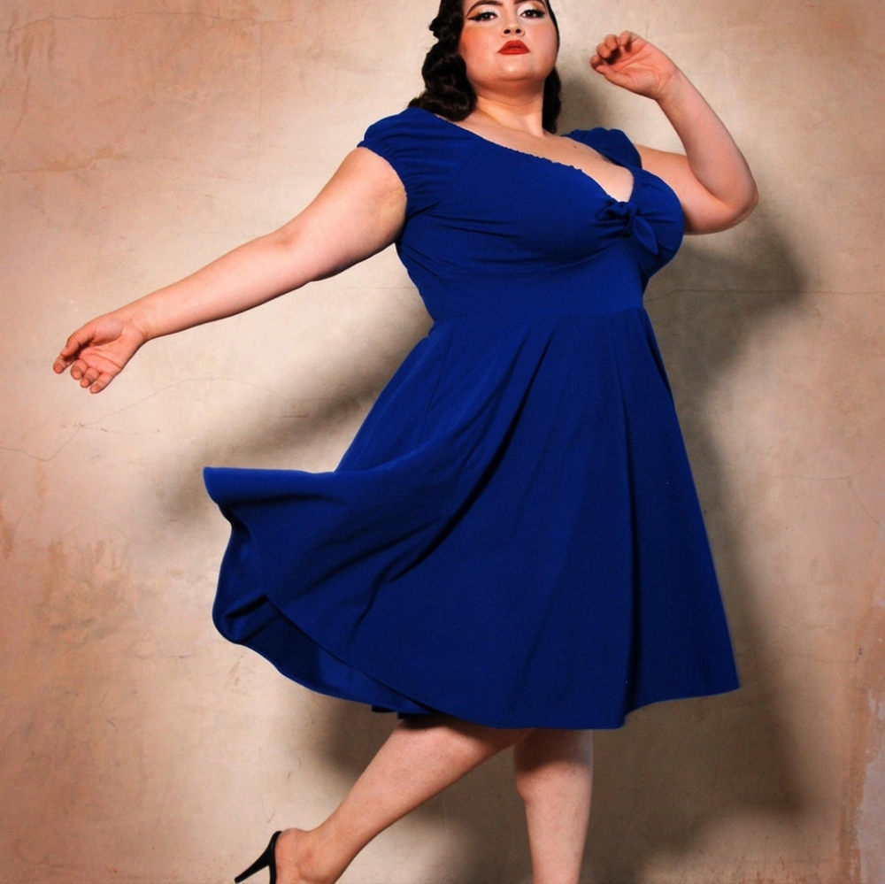 Pinup Couture Laura Byrnes Natalie Dress Royal Blue Crepe